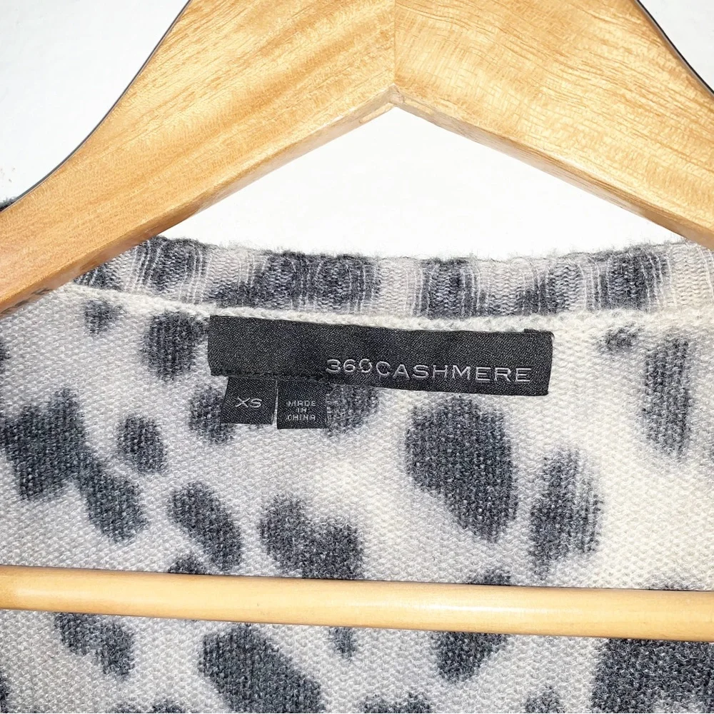 360 Cashmere Lauren Leopard Print Ombré 100% Cashmere Sweater Sz XS